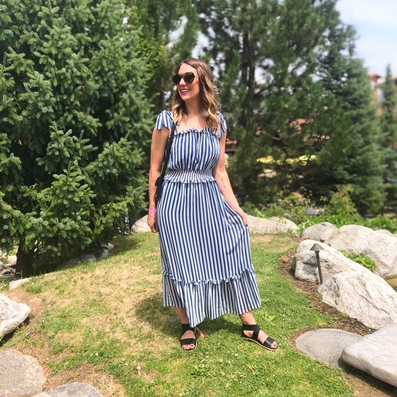 Who What Wear Dresses & Skirts - SOLD Who What Wear Blue Striped Maxi Dress